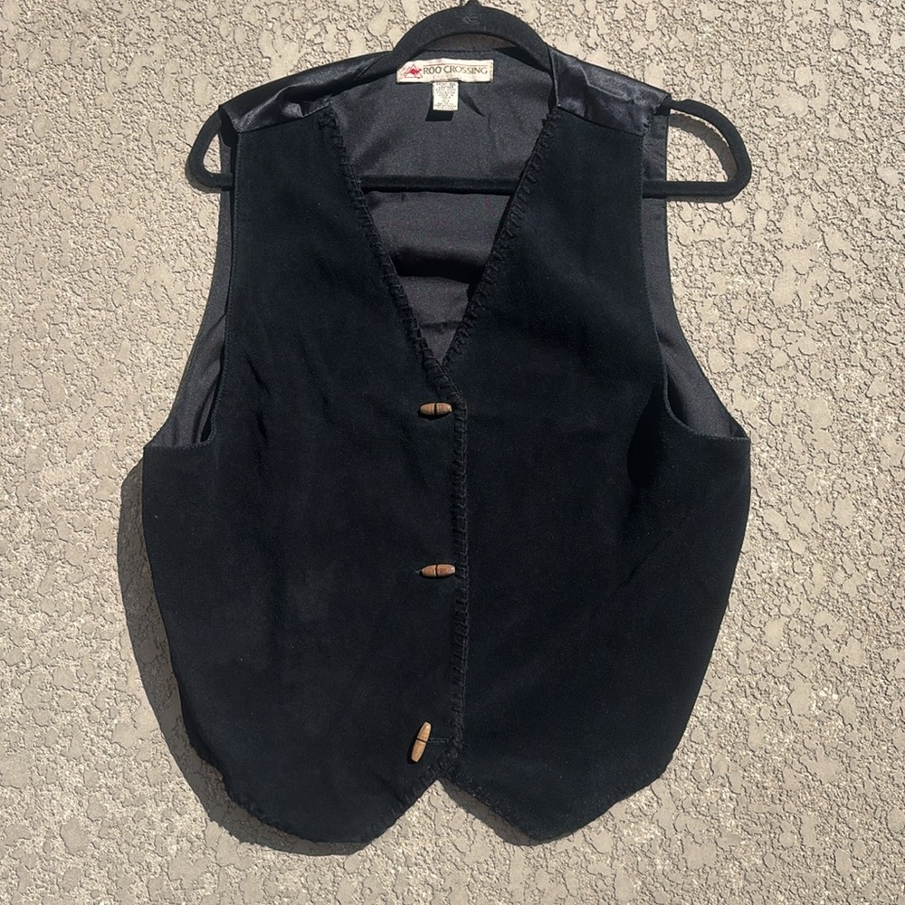 Roo Crossing Vintage Black Suede Vest Western Women’s Size Large Boho